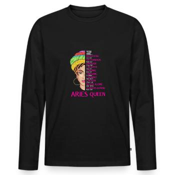Sternzeichen Widder - Männer Premium Bio Langarmshirt - Schwarz - Vorne - Nico (187cm)