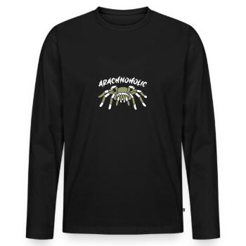 Arachnoholic Spiderfan ich liebe Spinnen - Männer Premium Bio Langarmshirt - Schwarz - Vorne - Nico (187cm)