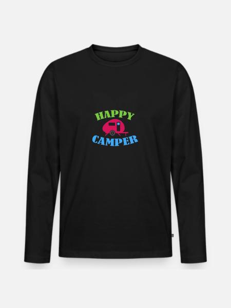 Camping Happy Camper - Men's Premium Organic Long Sleeve Shirt - black