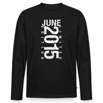 Juni 2015 Juni Geburtstagsgeschenk Juni 2015 - Männer Premium Bio Langarmshirt - Schwarz - Vorne - Nico (187cm)