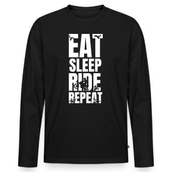 Essen Schlaf fahren eine Motorrad-Wiederholung - Männer Premium Bio Langarmshirt - Schwarz - Vorne - Nico (187cm)
