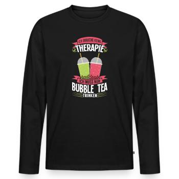 Bubble Tee Boba Trinker Boba Tea Geschenk - Männer Premium Bio Langarmshirt - Schwarz - Vorne - Nico (187cm)