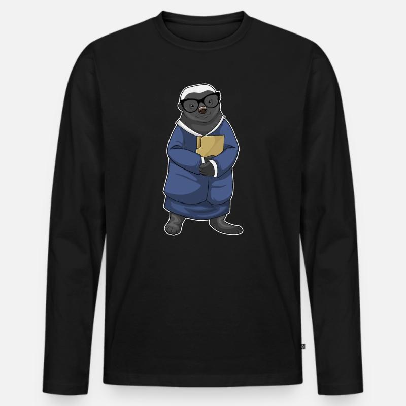 Dachs Sekretärin Mappe - Männer Premium Bio Langarmshirt - Schwarz