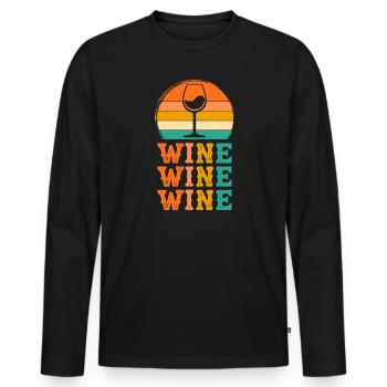 Wein Retro-Design Wein Geschenk - Männer Premium Bio Langarmshirt - Schwarz - Vorne - Nico (187cm)