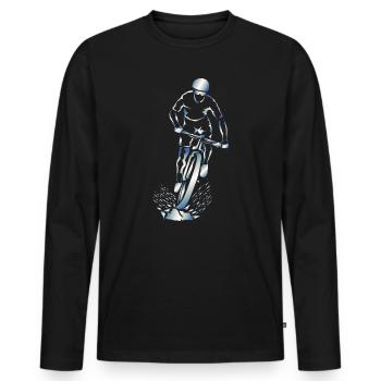 Cyclist Silhouette Splash Mountain Biker - Men's Premium Organic Long Sleeve Shirt - black - Front - Nico (187cm)