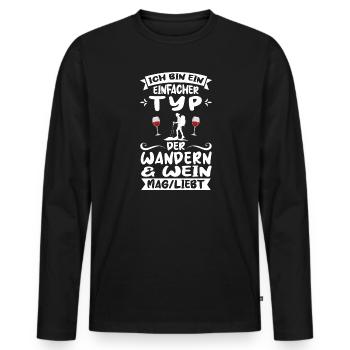 Wandern Wein Bergsteigen Geschenk - Männer Premium Bio Langarmshirt - Schwarz - Vorne - Nico (187cm)