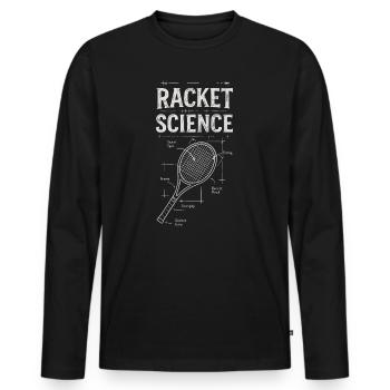 Racket Science - Tennis Racket fun Shirt - Männer Premium Bio Langarmshirt - Schwarz - Vorne - Nico (187cm)