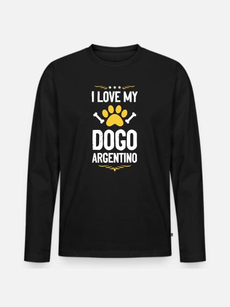 J’adore mon Dogue Argentino - T-shirt manches longues Premium bio Homme - noir