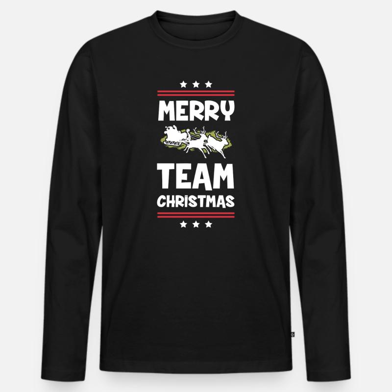 Frohe Weihnachten - Männer Premium Bio Langarmshirt - Schwarz
