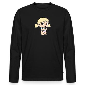 Petite fille cartoon blonde pastel - T-shirt manches longues Premium bio Homme - noir - Devant - Nico (187cm)