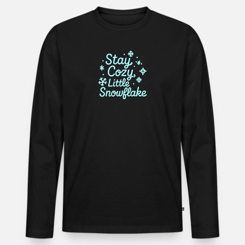 Stay Cozy Snowflake Neon Script - Männer Premium Bio Langarmshirt - Schwarz