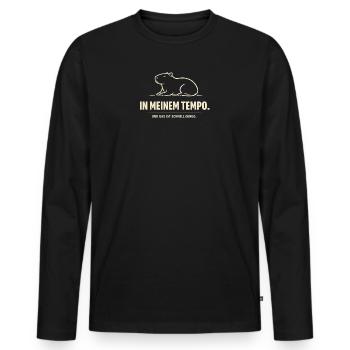 In meinem Tempo Biber Illustration - Männer Premium Bio Langarmshirt - Schwarz - Vorne - Nico (187cm)