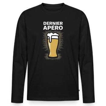 T-Shirt Letzter Apéro – Junggesellenabschied - Männer Premium Bio Langarmshirt - Schwarz - Vorne - Nico (187cm)