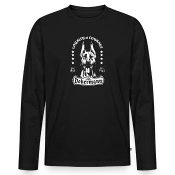 Dobermann - Männer Premium Bio Langarmshirt - Schwarz - Vorne - Nico (187cm)