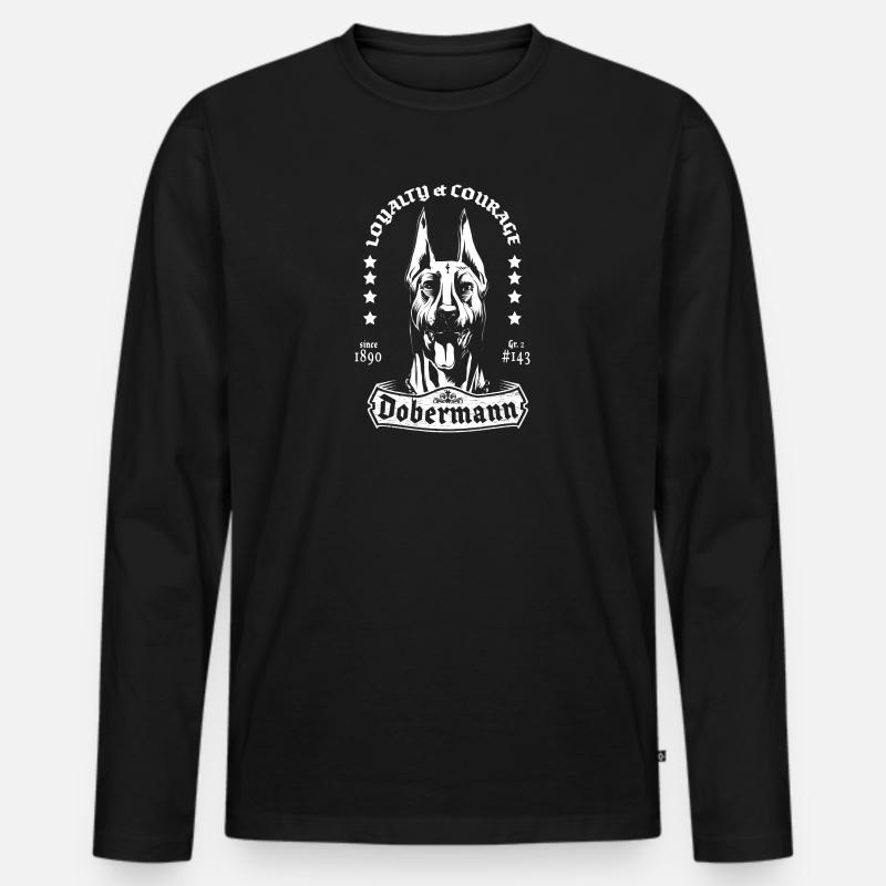 Dobermann - Männer Premium Bio Langarmshirt - Schwarz