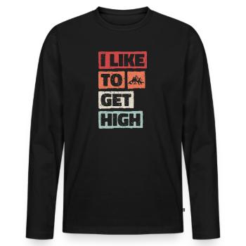 I Like To Get High. Wanderung Spaß Wandern Design - Männer Premium Bio Langarmshirt - Schwarz - Vorne - Nico (187cm)