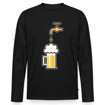 Beer Mug & Tap (Keg Beer / Draught Beer / 3C) - Men's Premium Organic Long Sleeve Shirt - black - Front - Nico (187cm)