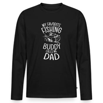 Angeln mon copain de pêche préféré m’appelle papa - T-shirt manches longues Premium bio Homme - noir - Devant - Nico (187cm)