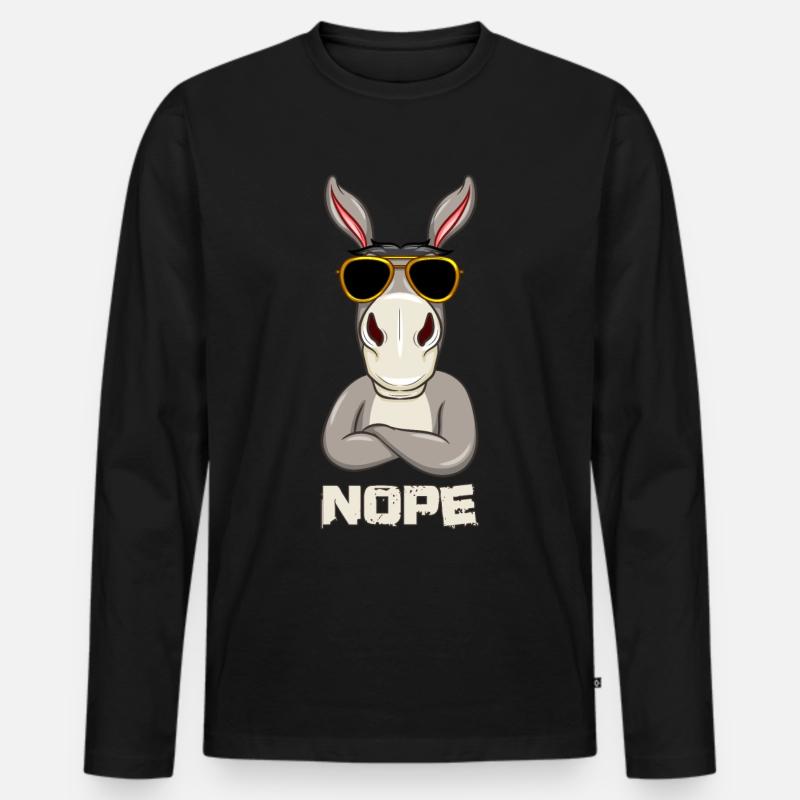 Nope Esel - Männer Premium Bio Langarmshirt - Schwarz