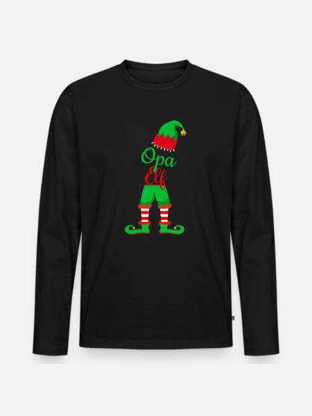 Opa Elf - Männer Premium Bio Langarmshirt - Schwarz