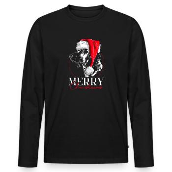 Santa BAVARIAN MOUNTAIN SWEAT DOG Noël - T-shirt manches longues Premium bio Homme - noir - Devant - Nico (187cm)