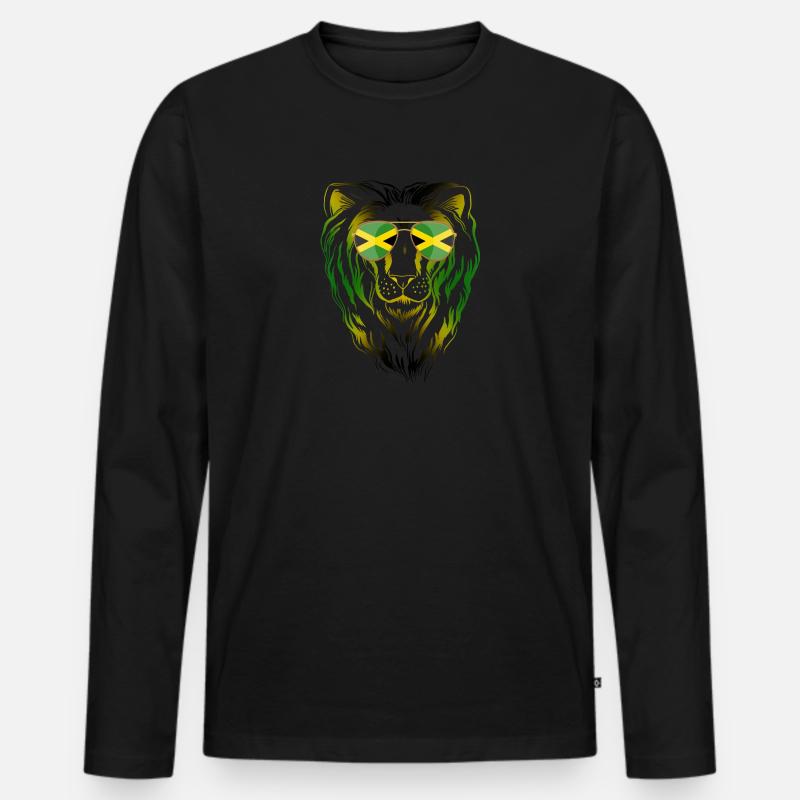 Jamaika - Männer Premium Bio Langarmshirt - Schwarz