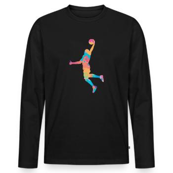 Dunking Basketball Players Basketball multicolored - Men's Premium Organic Long Sleeve Shirt - black - Front - Nico (187cm)