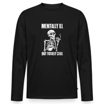 Maladie mentale mais totalement froid Cadeau de squelette ha - T-shirt manches longues Premium bio Homme - noir - Devant - Nico (187cm)