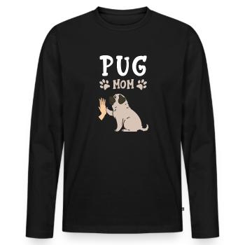Mops Mama Hund Hund Besitzer Geschenk Hund Mama - Männer Premium Bio Langarmshirt - Schwarz - Vorne - Nico (187cm)