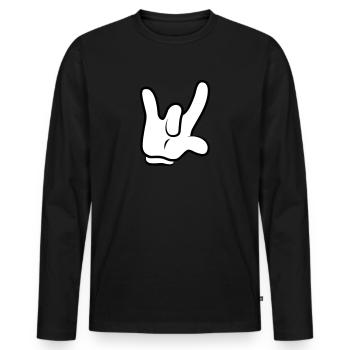 Comic Rock Hand - Symbol Gesture - Men's Premium Organic Long Sleeve Shirt - black - Front - Nico (187cm)