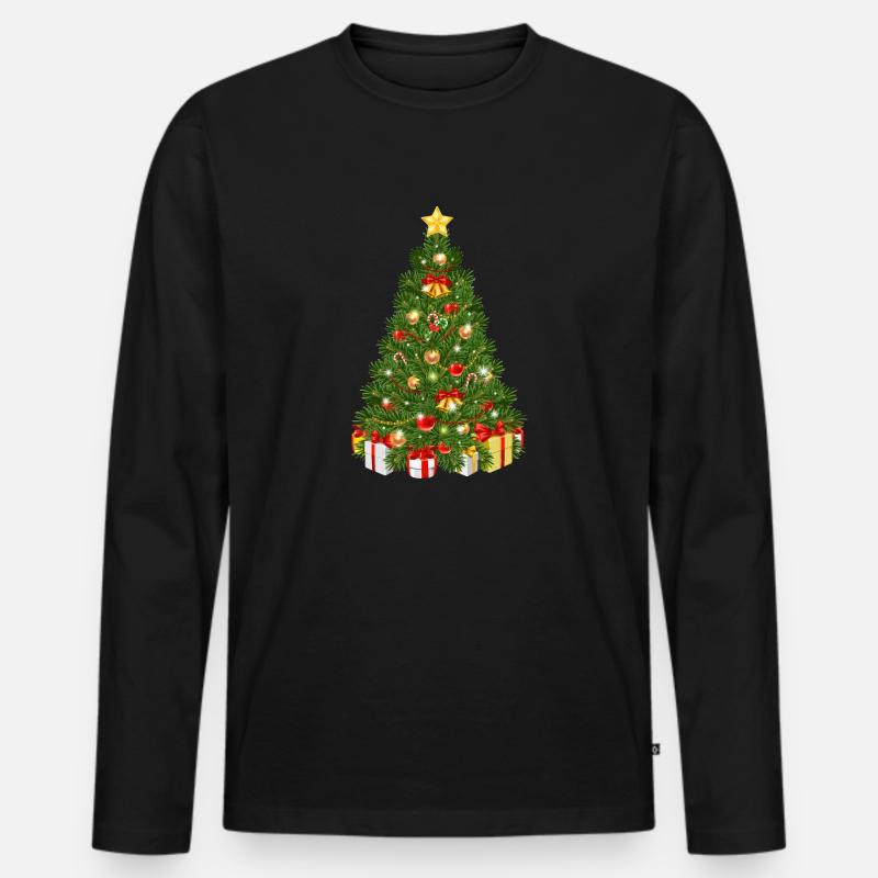 Weihnachtsbaum - Männer Premium Bio Langarmshirt - Schwarz