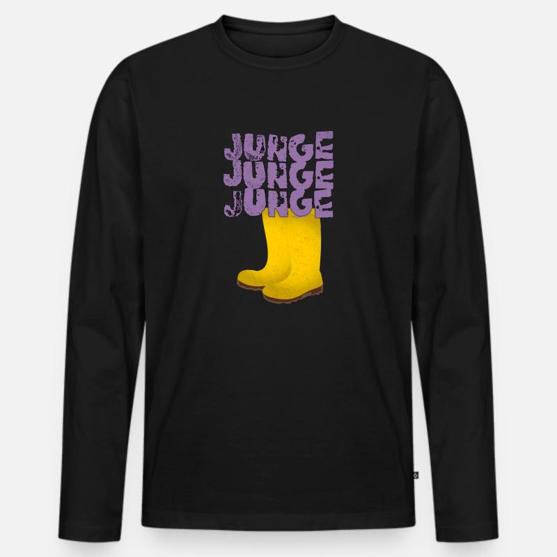 Junge Junge Junge - Männer Premium Bio Langarmshirt - Schwarz