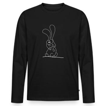 Verrückter, sitzender Hase in weiß - Männer Premium Bio Langarmshirt - Schwarz - Vorne - Nico (187cm)