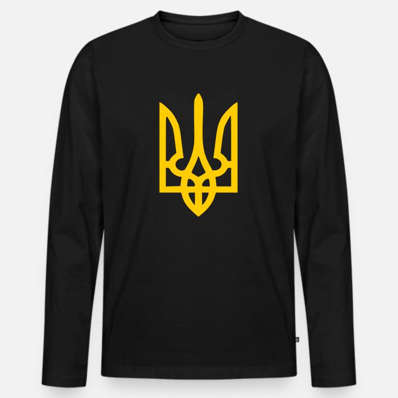 Ukraine - Männer Premium Bio Langarmshirt - Schwarz