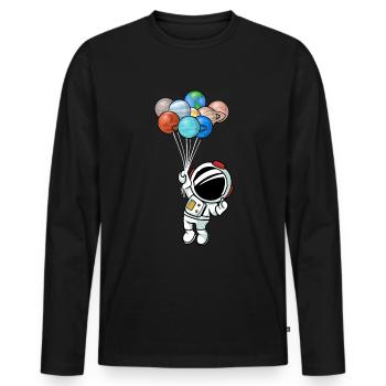 Astronaute - T-shirt manches longues Premium bio Homme - noir - Devant - Nico (187cm)