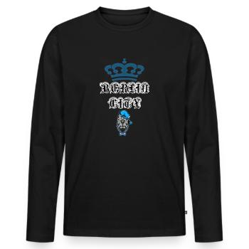 20220627 221407BERLIN CITY DOG - Männer Premium Bio Langarmshirt - Schwarz - Vorne - Nico (187cm)