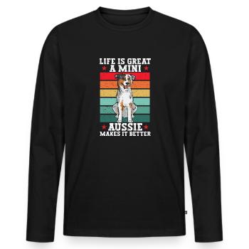 Berger australien miniature - T-shirt manches longues Premium bio Homme - noir - Devant - Nico (187cm)