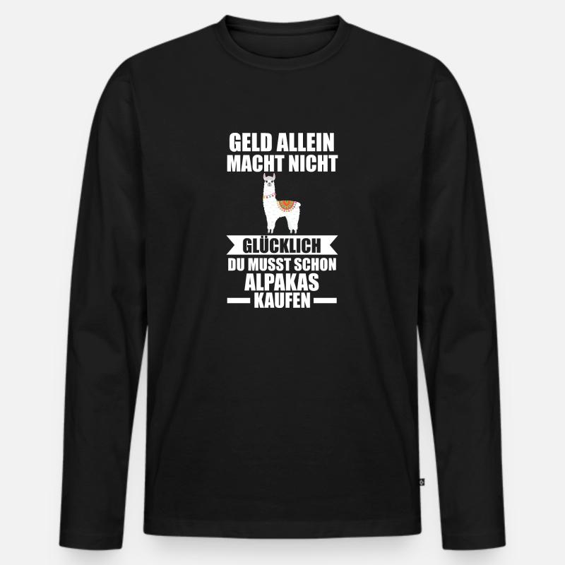 Alpaka - Männer Premium Bio Langarmshirt - Schwarz