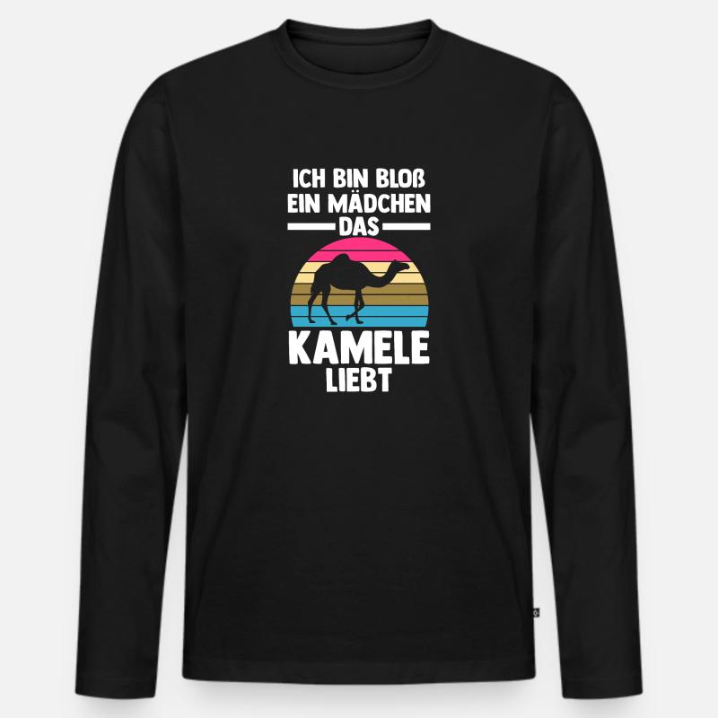 Kamel - Männer Premium Bio Langarmshirt - Schwarz