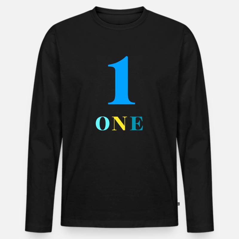 Eins-1-jähriges Jubiläum - Männer Premium Bio Langarmshirt - Schwarz