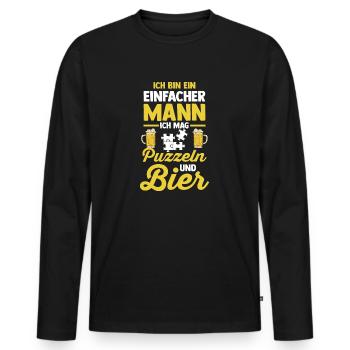 Puzzlefan Puzzler Puzzleteile Puzzle - Männer Premium Bio Langarmshirt - Schwarz - Vorne - Nico (187cm)