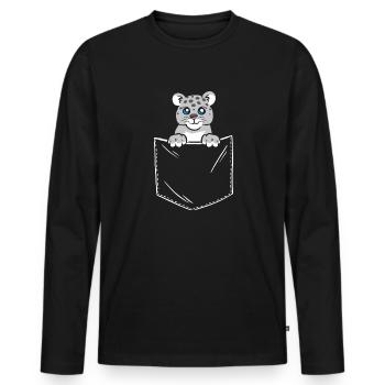 Schneeleopard - Männer Premium Bio Langarmshirt - Schwarz - Vorne - Nico (187cm)