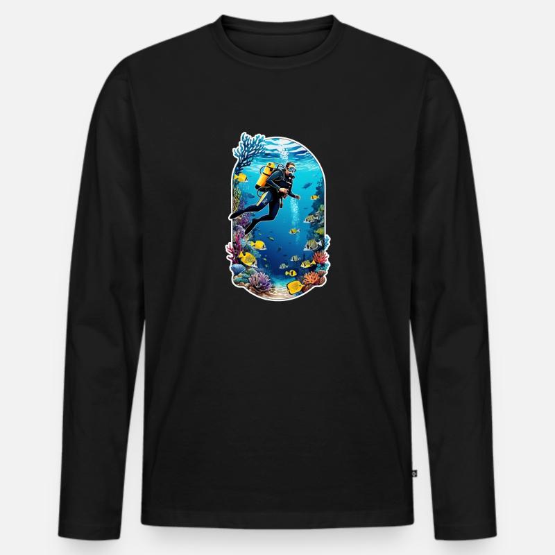 Tauchen - Männer Premium Bio Langarmshirt - Schwarz
