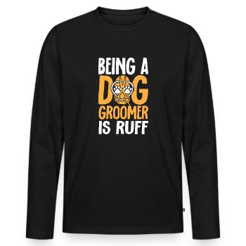 Salon de coiffure pour chiens - T-shirt manches longues Premium bio Homme - noir - Devant - Nico (187cm)