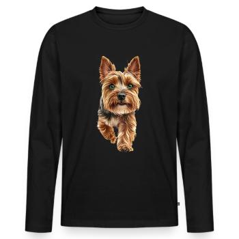 Yorkshire Terrier - Männer Premium Bio Langarmshirt - Schwarz - Vorne - Nico (187cm)