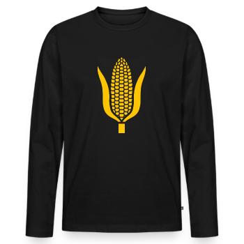 corn on the cob - Men's Premium Organic Long Sleeve Shirt - black - Front - Nico (187cm)