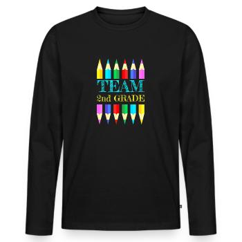 Équipe 2e deuxième année Enseignant de l’équipe Retour à l’école - T-shirt manches longues Premium bio Homme - noir - Devant - Nico (187cm)