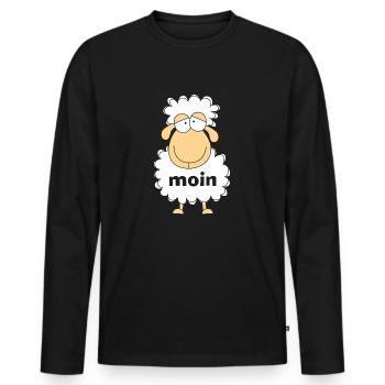 Schaaf Moin - Männer Premium Bio Langarmshirt - Schwarz - Vorne - Nico (187cm)
