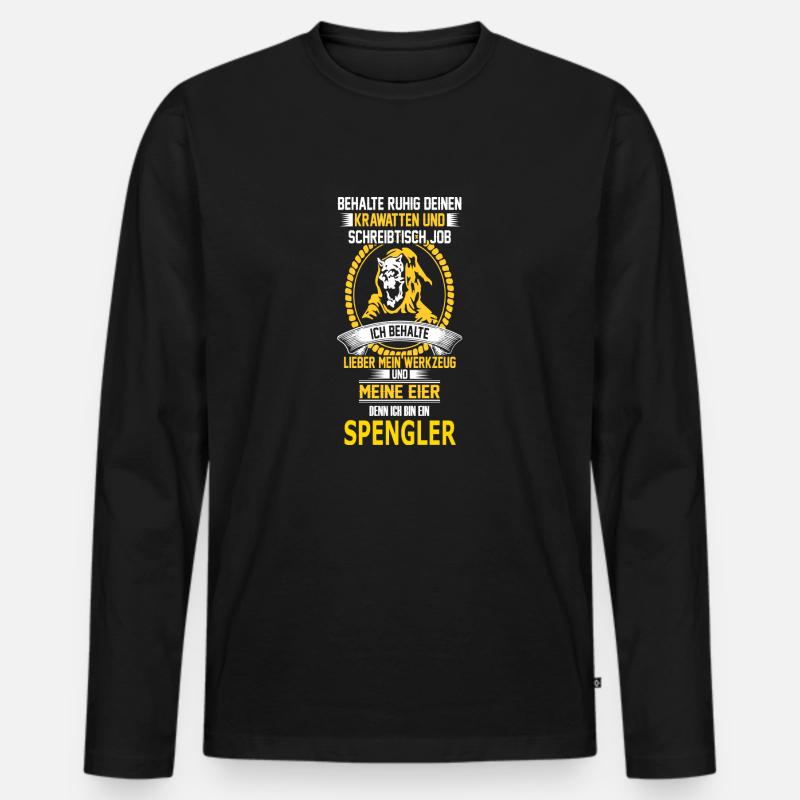 SPENGLER - Männer Premium Bio Langarmshirt - Schwarz