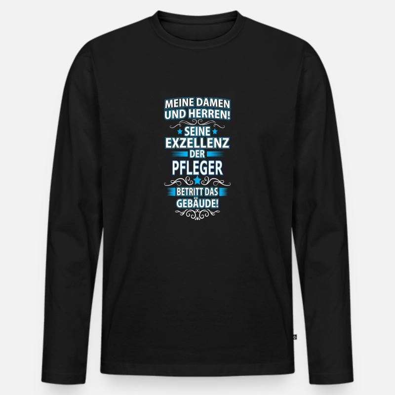 PFLEGER - Männer Premium Bio Langarmshirt - Schwarz